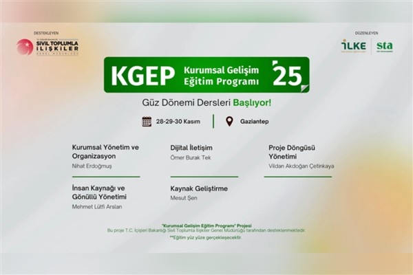STK’lara ücretsiz eğitim fırsatı: Kurumsal Gelişim Eğitim Programı Gaziantep’te başlıyor