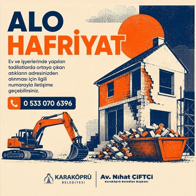 KARAKÖPRÜ BELEDİYESİNDEN HAFRİYAT İÇİN YENİ UYGULAMA