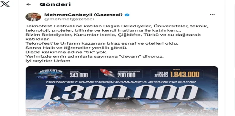 Gazeteci Mehmet Canbeyli’den belediyelere TEKNOFEST eleştirisi